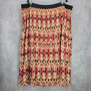 Ruby Rd Pink Multi Color Midi Long Bohemian Pleated‎ Pattern Skirt Plus Size 24W